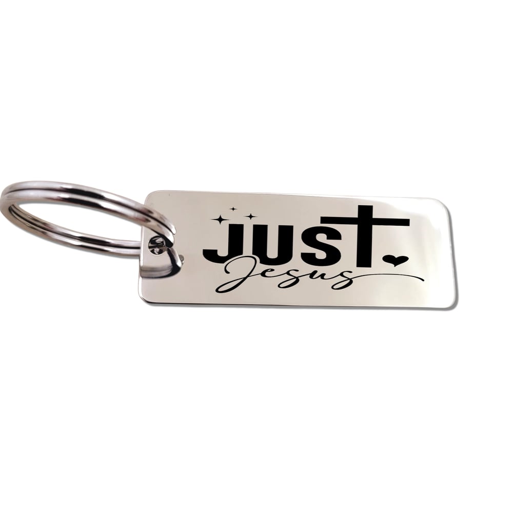 Image of Christian Faith Keychain for Gifting - Just Jesus Engraved Keychain.