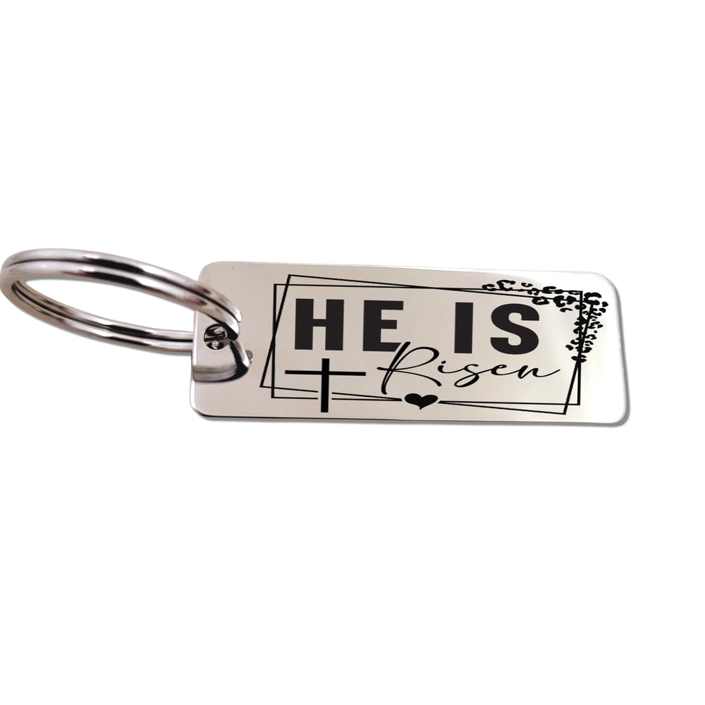 Image of Gifts Inspired by Matthew 28:6 - He Is Risen Christian Keychain