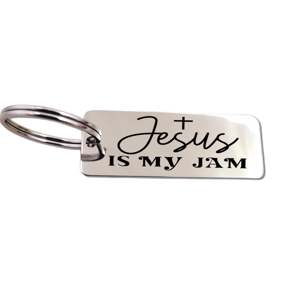 Image of Christian Gifts with a bold statement of joy, worship - Jesus Is My Jam Keychain