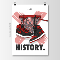 Image 1 of Sneaker Poster Air Jordan 1 x Air Ship “Bred” (Banned)