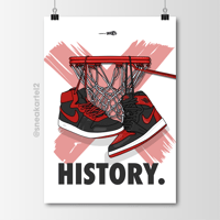 Image 1 of Sneaker Poster Air Jordan 1 x Air Ship “Bred” (Banned) 