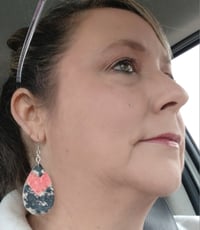 Image 2 of Black and pink printed earrings