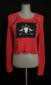 OOAK MEDIUM RED RAM SKULL CHAIN SWEATER