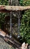 OXIDIZED SWORD AND DRAGON CLAW EARRINGS