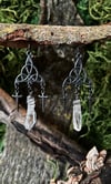 OXIDIZED TRIQUETRA QUARTZ AND SWORD EARRINGS