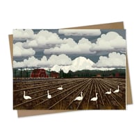Greeting Card - Bellingham Mud Swans 5x7" on Bamboo Paper