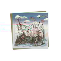 Greeting Card - Hummingbird Queen Spirit Square 5x5" on Bamboo Paper
