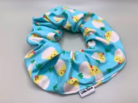 Image 1 of Chicks on Blue Scrunchie