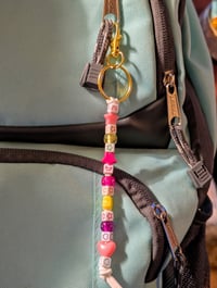 Image 2 of Colorful and fun beaded bag charm keychain 