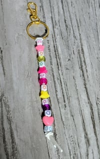 Image 1 of Colorful and fun beaded bag charm keychain 