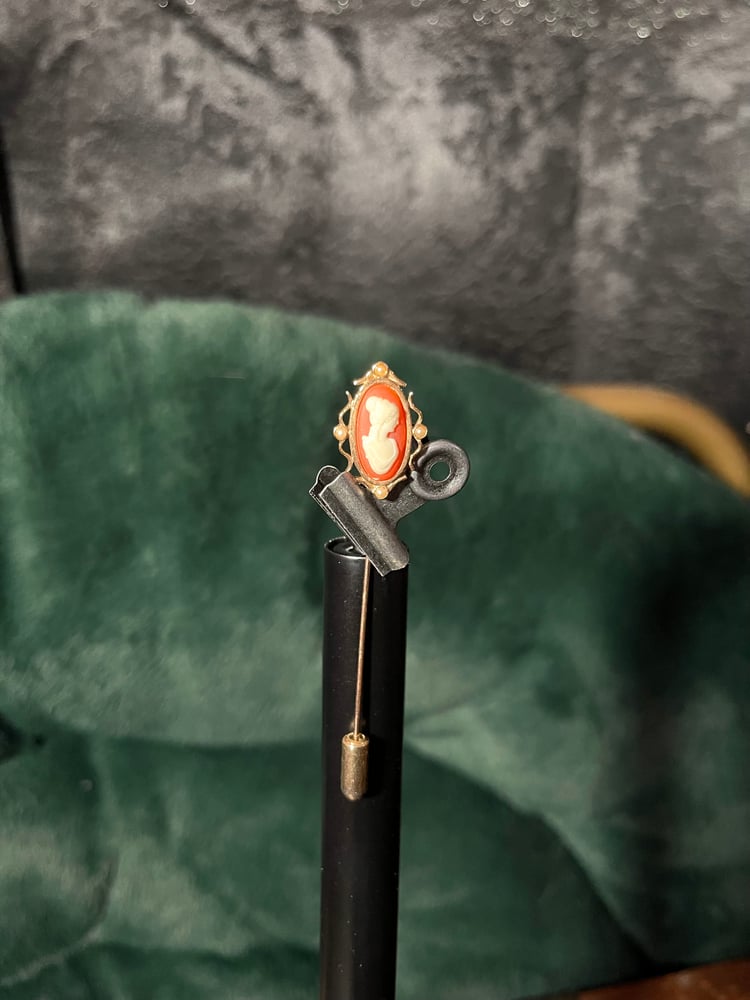 Image of Vintage AVON Gold Tone Cameo Stick Pin Brooch