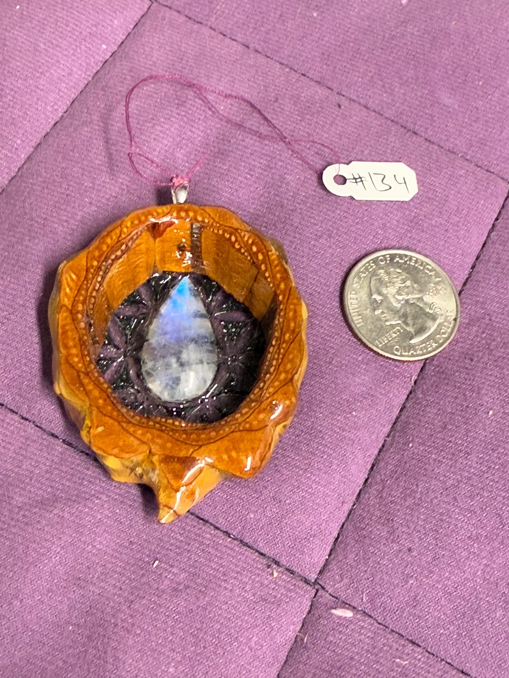 Image of Moonstone and Shungite Charm | Handmade PNW Jewelry | #134