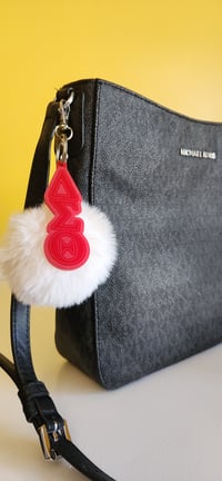 Image 3 of Symbol & Pom Keychain/ Purse Charm (Red or White)