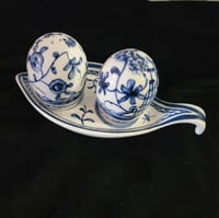 Image 1 of Williams Sonoma Salt & Pepper Shakers with Caddy