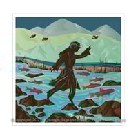 Image 1 of Art Print - River Rock Hop Salmon Dancer