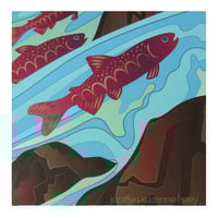 Image 2 of Art Print - River Rock Hop Salmon Dancer