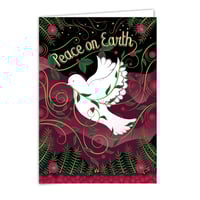 Image 1 of Holiday Card on Bamboo Paper - Peace on Earth, 5x7"