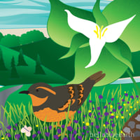 Image 4 of Art Print - Trillium Woodpecker Berries