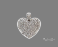 Image 1 of 925 Silver Solid Diamond Certified Heart Pendant