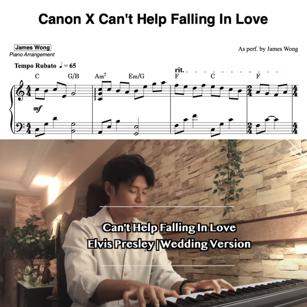 Image of [SHEET MUSIC] Canon X Can't Help Falling In Love