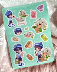 Scaramouche and Nahida grocery shopping sticker sheet