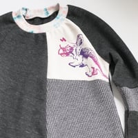 Image 5 of triceratops courtneycourtney patchwork 14/16 long sleeve thick warm thermal waffle knit shirt top