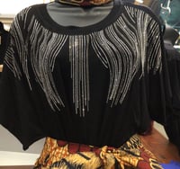 Image 1 of Dressy Stretchy Black and Silver Shirt