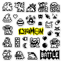 Image 1 of Digimon Original Virtual Pet 1997 Version 3 Sticker Set (32 Pieces)