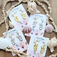 Image 1 of Pearl and Mermaid Earrings | Ocean's Siren Earrings 