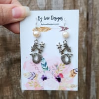 Image 2 of Pearl and Mermaid Earrings | Ocean's Siren Earrings 