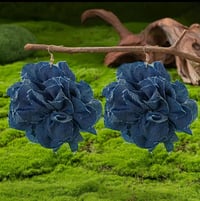 Image 2 of Large Denim Flower Earrings 
