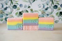 Image 3 of Rainbow Pastel Layer Pride Flag LGBTQ Gay Lesbian Queer Vegan Soap Bar | Scent: Pink Grapefruit