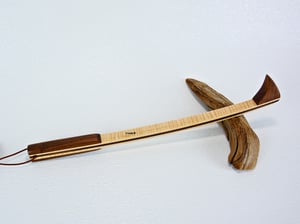 Image of Handcrafted Mini Wooden Back Scratcher, Tiger Maple and Walnut Wood Back Scratcher
