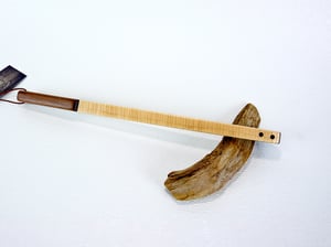 Image of Handcrafted Mini Wooden Back Scratcher, Tiger Maple and Walnut Wood Back Scratcher