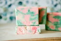 Pink Green White Floral Flowers Spring Blossom Vegan Bar | Scent: Rose + Peony + Lily