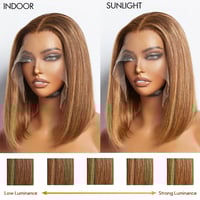 Image 1 of 13x4 #P4/27 Straight Bob Lace Frontal Wig -100% Human Hair 12inch