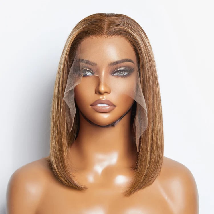 Image of 13x4 #P4/27 Straight Bob Lace Frontal Wig -100% Human Hair 12inch