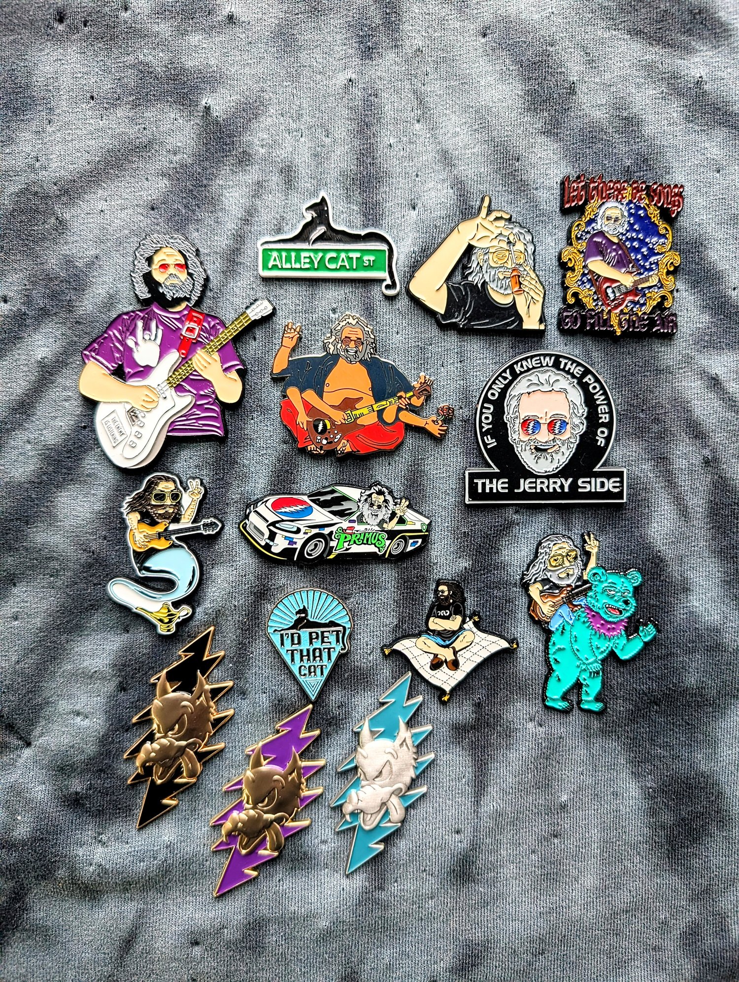 Image of Choose a Jerry Garcia Pin. Comes with 10 GD stickers.