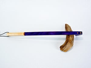 Image of Handcrafted Mini Wooden Back Scratcher, Spectraply Wood Dark Knight with Maple Accent, Unique Gift