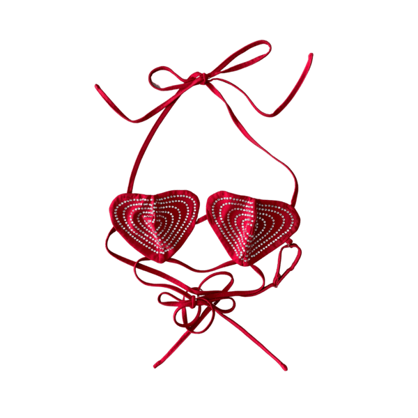 Image of STUDDED RED HEART BRA TOP