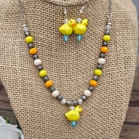 Image 2 of Rubber Duckie Necklace and Earrings Set