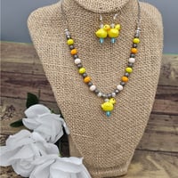Image 1 of Rubber Duckie Necklace and Earrings Set