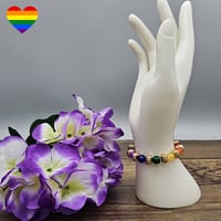Image 1 of Rainbow Bracelet with Oval Gold Beads 