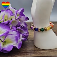 Image 2 of Rainbow Bracelet with Oval Gold Beads 