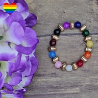 Image 3 of Rainbow Bracelet with Oval Gold Beads 