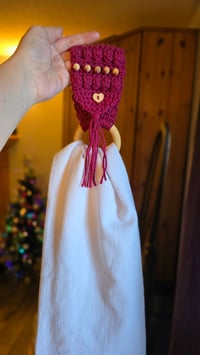 Image 2 of Boho Crochet Towel Ring Holder 