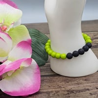 Image 2 of Light Green Lava Bead Bracelet 
