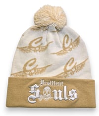 Image 1 of Tan & White "Resilient Souls" Beanie 