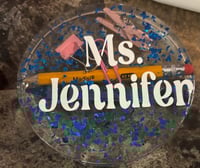 Image 2 of Teacher Appreciation Coasters, Glitter Coasters with Name, Back to School Gifts, 