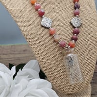 Image 2 of Orange Agate Owl Charm Jar Necklace 